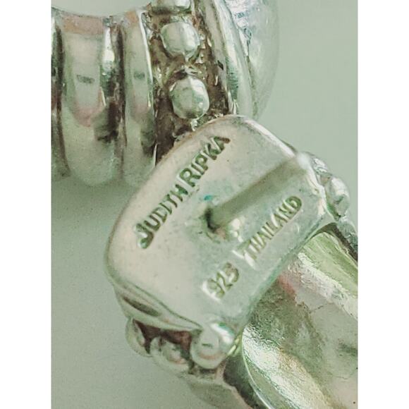 Judith Ripka 925 Sterling Silver Twist Semi Hoop Earrings - Picture 6 of 6